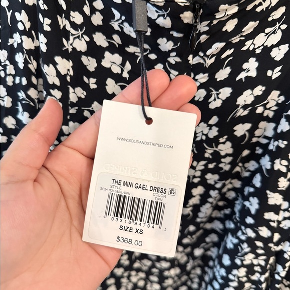 NWT SOLID & STRIPED Black and White Mini Dress with Flutter Sleeves - Picture 2 of 6